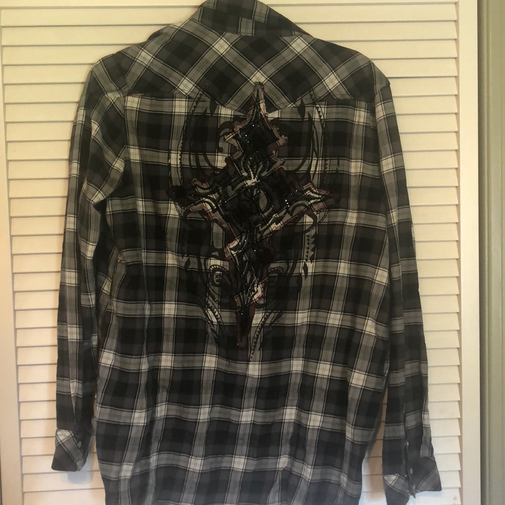 Harley Davidson pearl button flame blouse